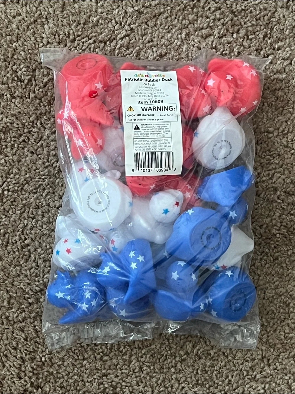 Patriotic Star Rubber Duck Set - Red White & Blue-24 Pack